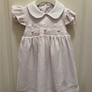 Magnolia Baby Pink and White Striped Smocked Dress